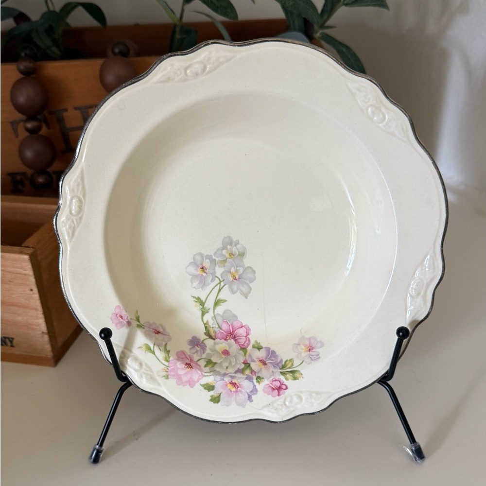 Two Floral Cream Dinner Bowl